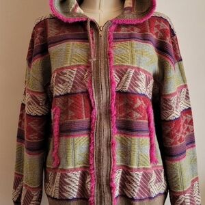 Anthropologie MOTH Wool Cardigan with Pink Trim